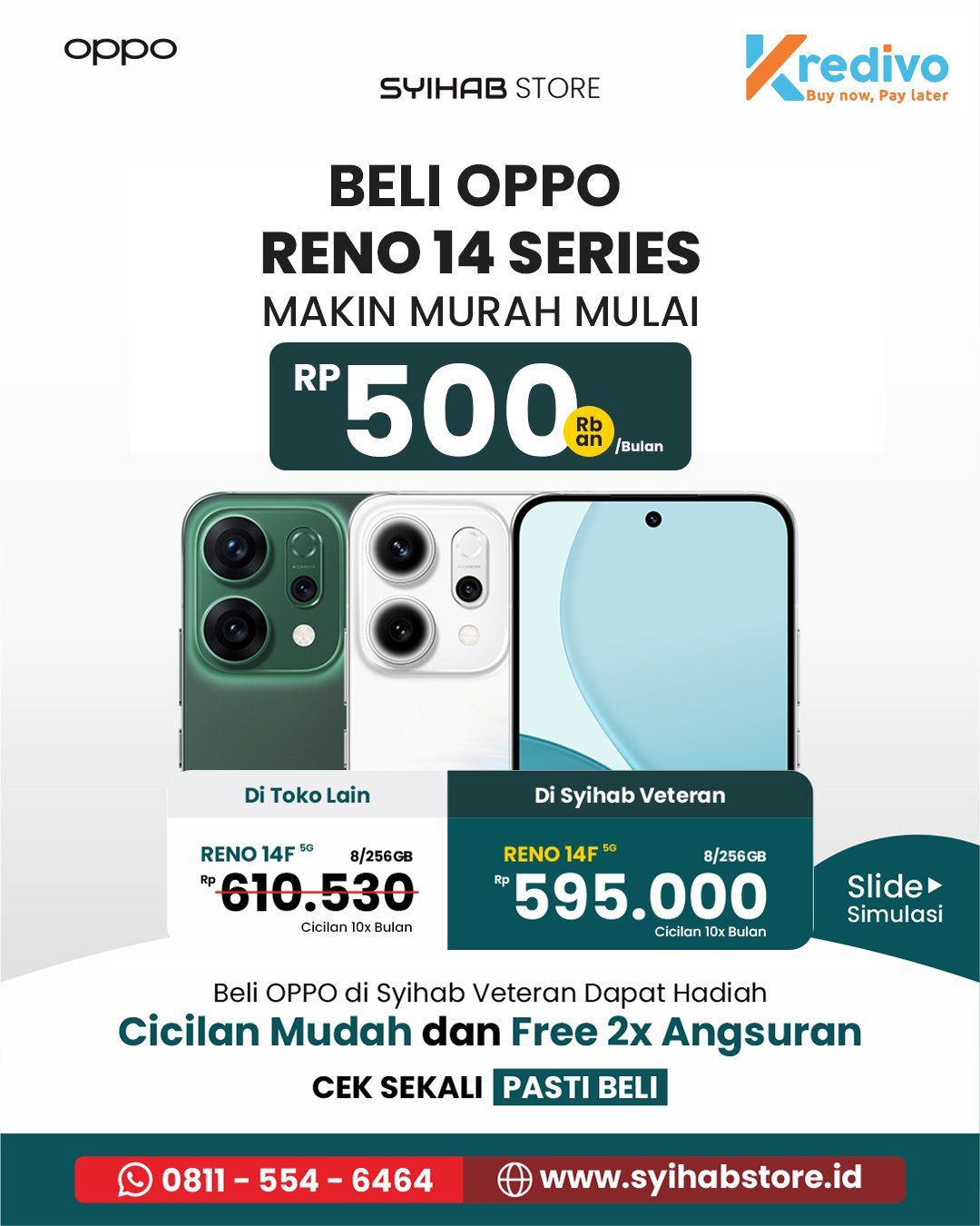 Simulasi cicilan Oppo Reno14